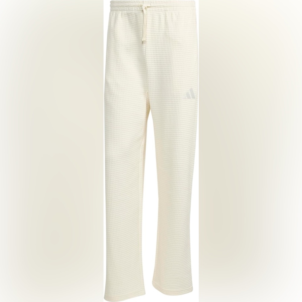 Adidas Men's ALL SZN Waffle Knit Sweatpants Off White Loose Fit Open Hem L New - Picture 8 of 8